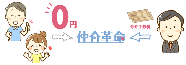 売主から手数料が支払われる物件のみをご紹介。お客様からは仲介料をいただきません。のイラスト